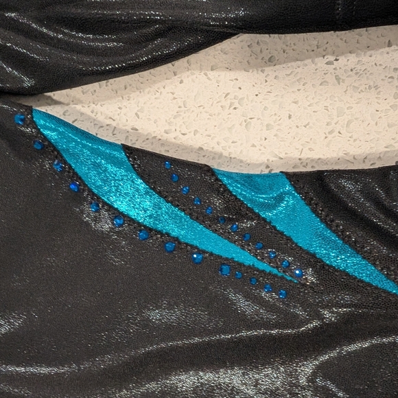 COMPETITION Alpha Child Large Gymnastics Dance Leotard Long Sleeve RHINESTONES - Picture 8 of 9